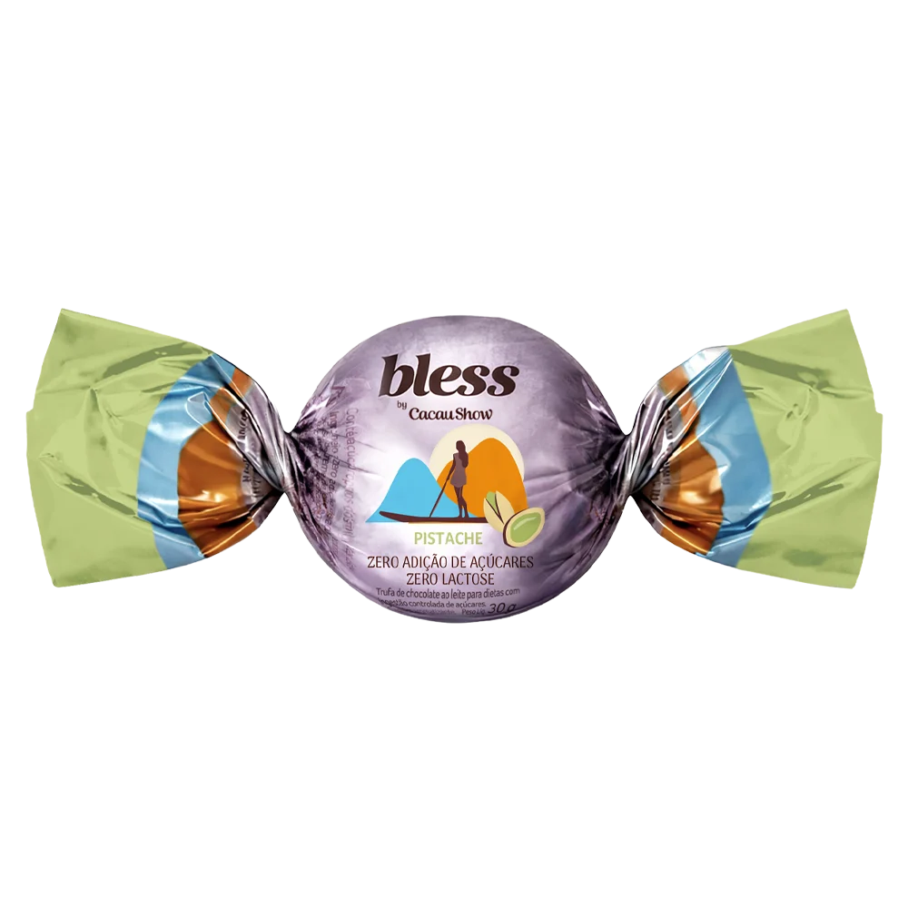 Trufa Bless Zero A&ccedil;&uacute;car e Zero Lactose de Chocolate Branco com Pistache 30g, , large. image number 0
