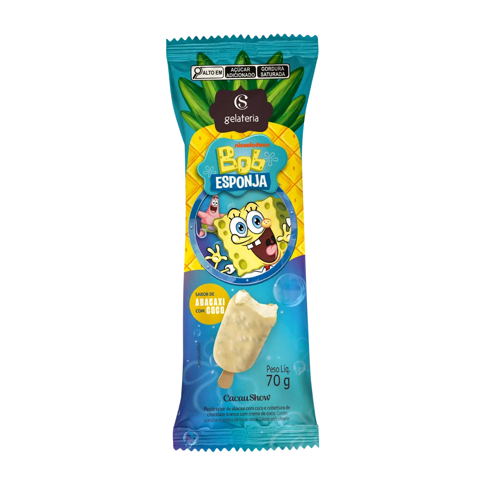 Sorvete Bob Esponja Abacaxi e Coco 70g, , large. image number 0