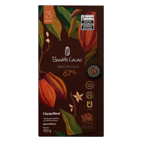 Tablete Dedo de Deus 67% Cacau 100g