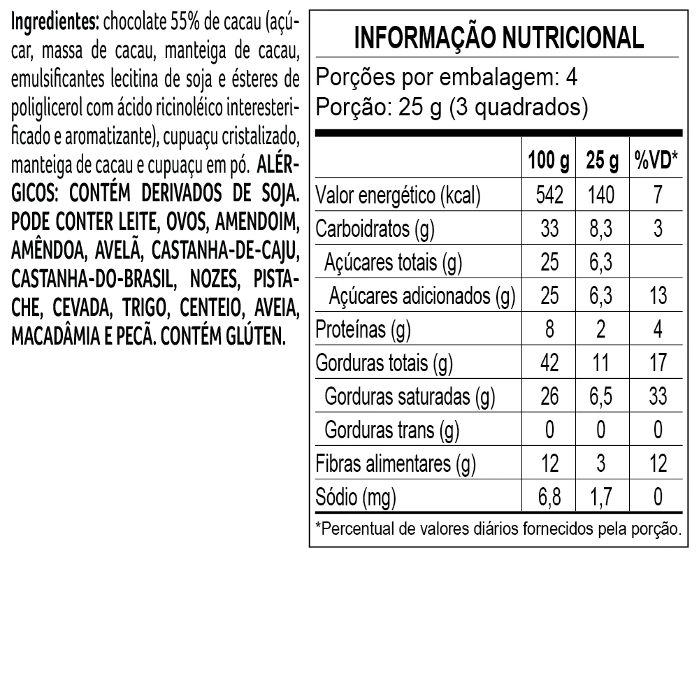 Tablete de Chocolate Bendito Cacao 55% com Cupua&ccedil;u 100g, , large. image number 1