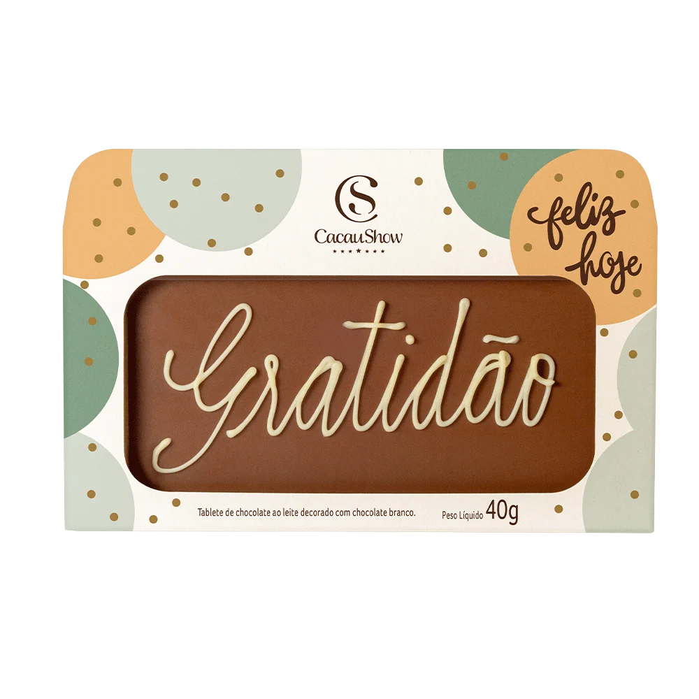 Tablete ao Leite Chocoarte Gratid&atilde;o 40g, , large. image number 0
