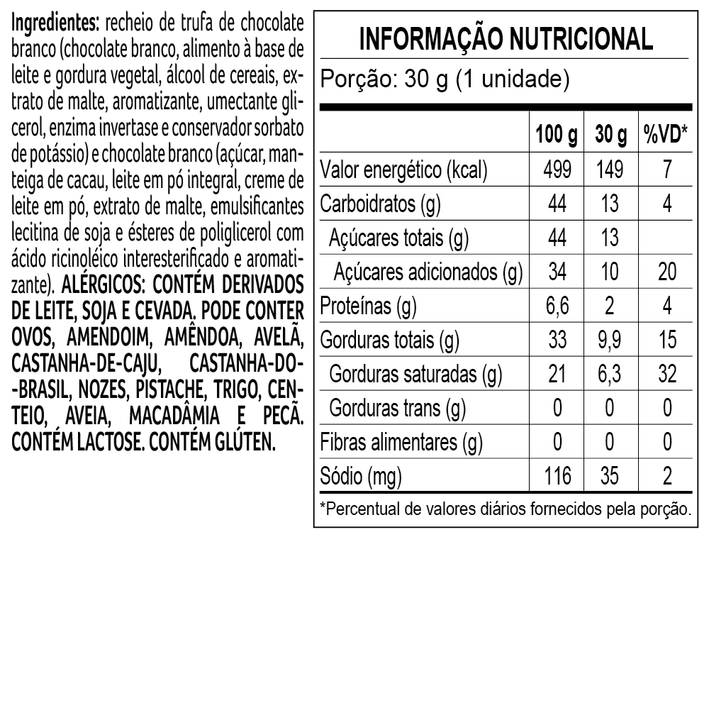 Trufa de Chocolate Branco 30g, , large. image number 1