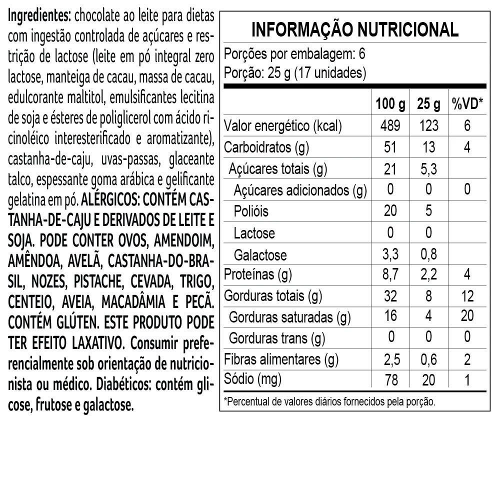 Drageado Bless Zero A&ccedil;&uacute;car e Zero Lactose de Uva com Castanhas 150g, , large. image number 1