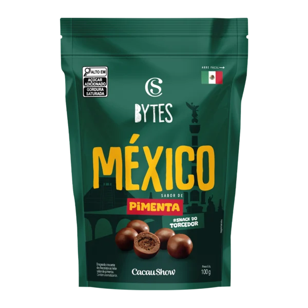 Drageado Bytes de Chocolate ao Leite e Pimenta M&eacute;xico 100g