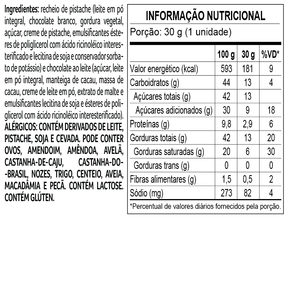 Trufa de Chocolate ao Leite e Pistache 30g, , large. image number 1