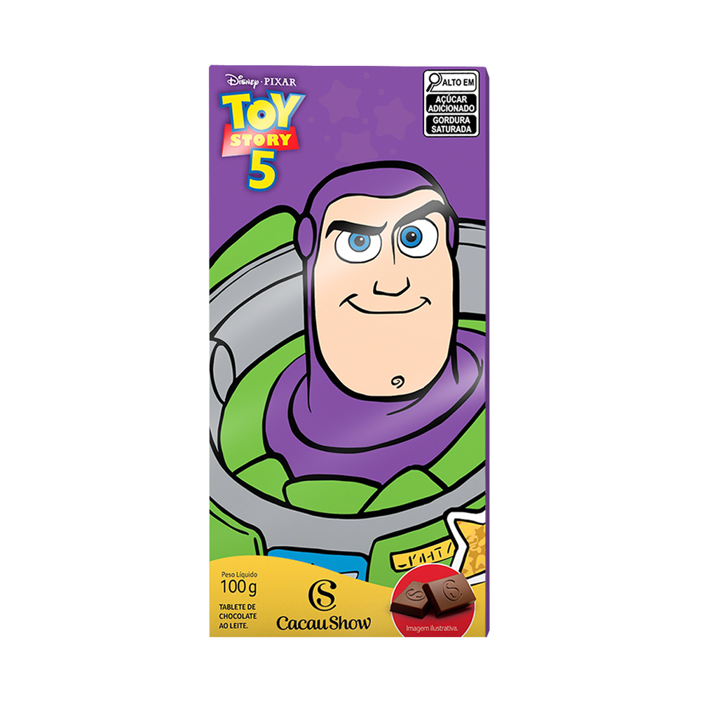 Tablete Toy Story de Chocolate ao Leite Buzz Lightyear 100g, , large. image number 0