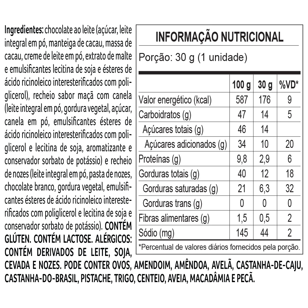 Trufa de Ma&ccedil;&atilde; e Nozes 30g, , large. image number 1