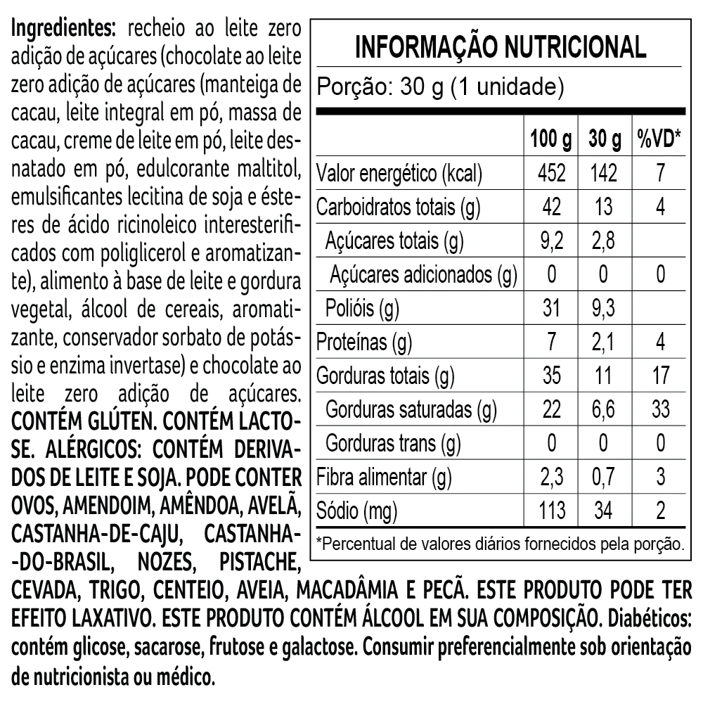 Trufa Bless Zero Adi&ccedil;&atilde;o de A&ccedil;&uacute;car ao Leite 30g, , large. image number 2