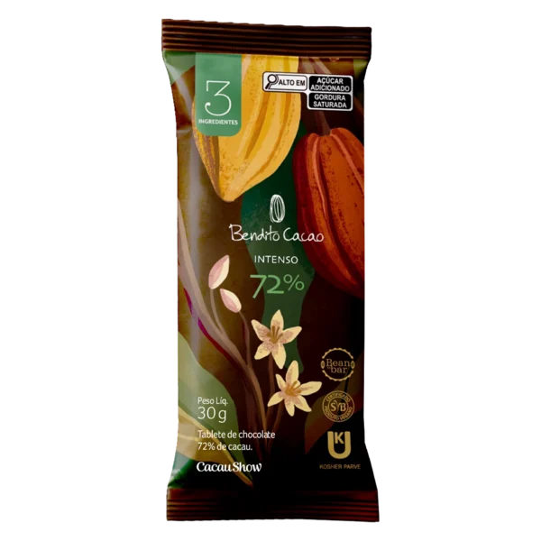 Tablete Bendito Cacao de Chocolate 72% Cacau 30g