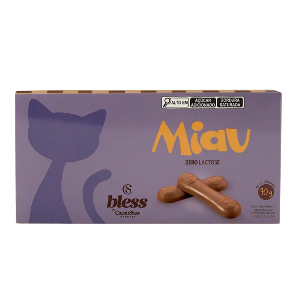 Tablete Miau Bless Zero Lactose ao Leite 70g