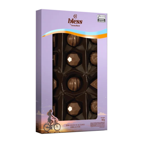 Caixa de Bombons Bless Zero A&ccedil;&uacute;car e Zero Lactose Mini Show 90g