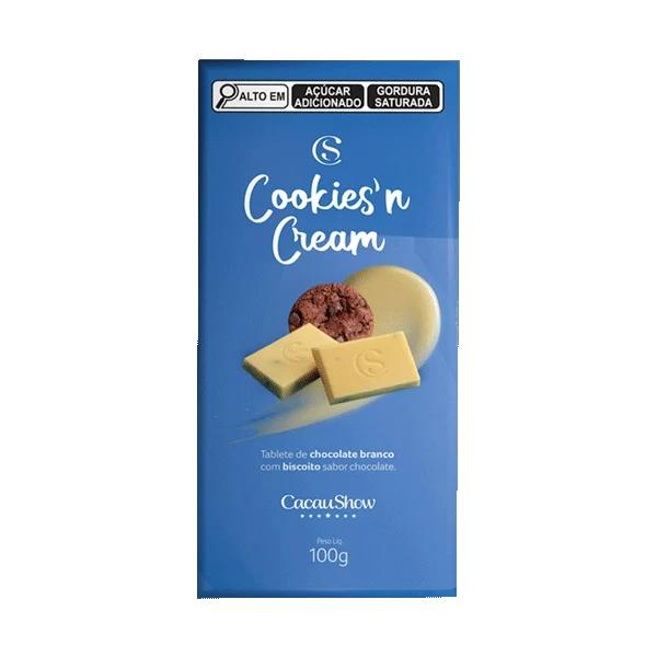 Tablete Cookies'N Cream de Chocolate Branco 100g