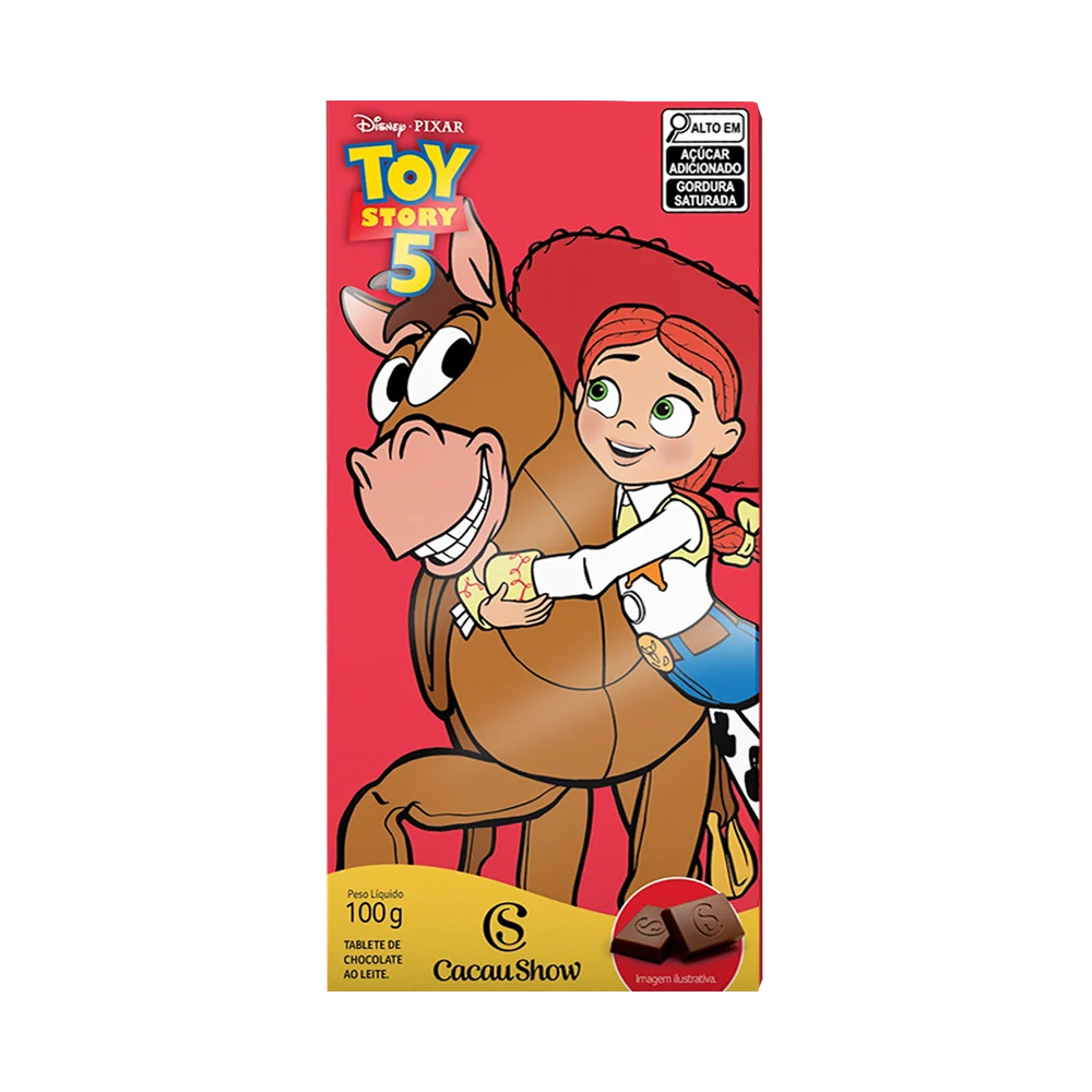 Tablete Toy Story de Chocolate ao Leite Jessie e Bala no Alvo 100g, , large. image number 0