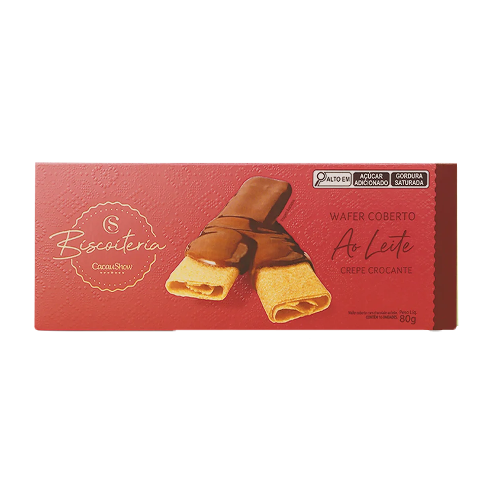 Wafer Biscoiteria Coberto ao Leite 80g, , large. image number 0