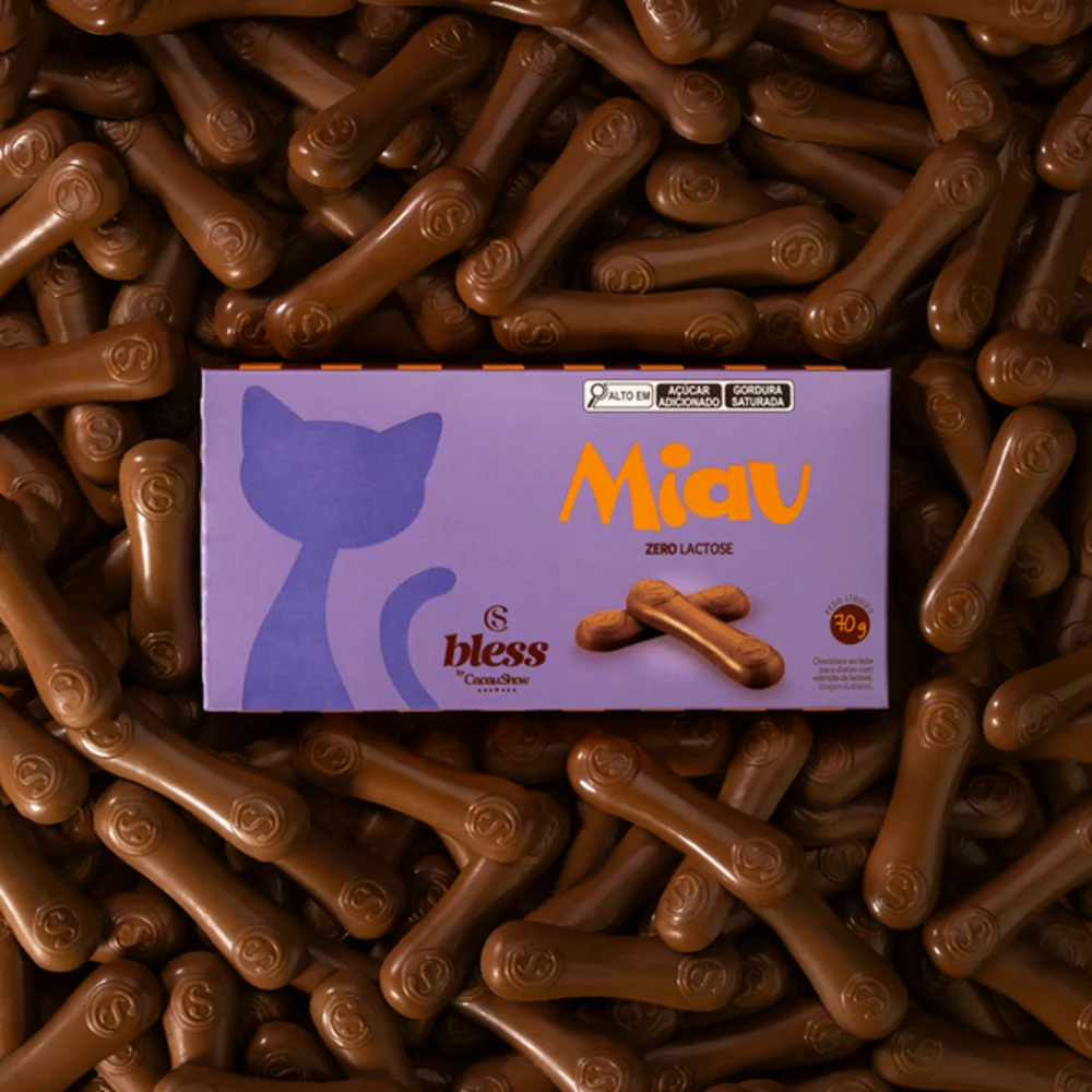 Tablete Miau Bless Zero Lactose ao Leite 70g, , large. image number 1
