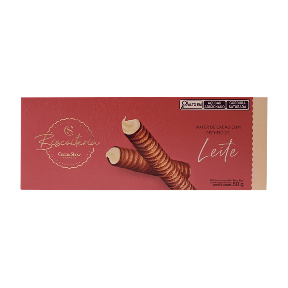 Wafer de Cacau Biscoiteria Recheio de Leite 80g, , large. image number 0