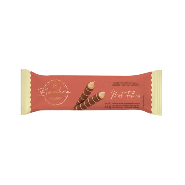 Wafer Recheado de Mil-Folhas Coberto com Chocolate ao Leite 32g
