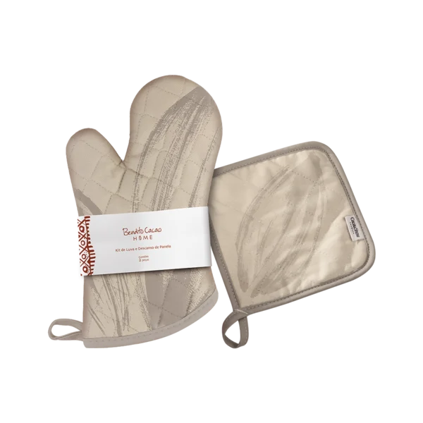 Kit Luva e Descanso de Panela Off White Bendito Cacao