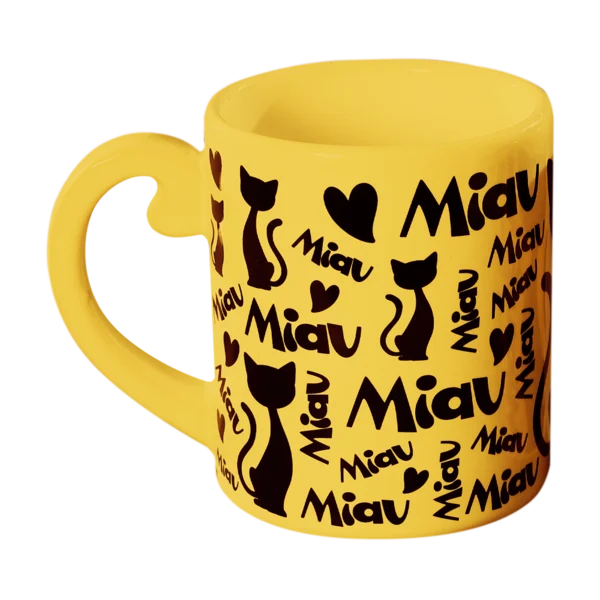 Caneca Miau Amarela 300ml