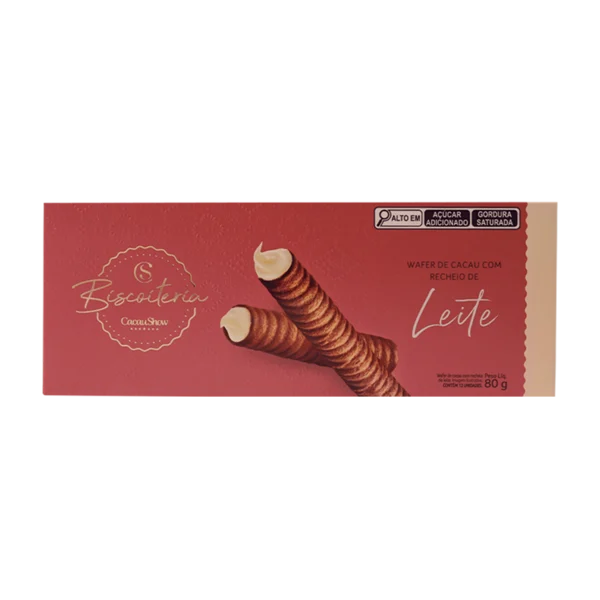 Wafer de Cacau Biscoiteria Recheio de Leite 80g