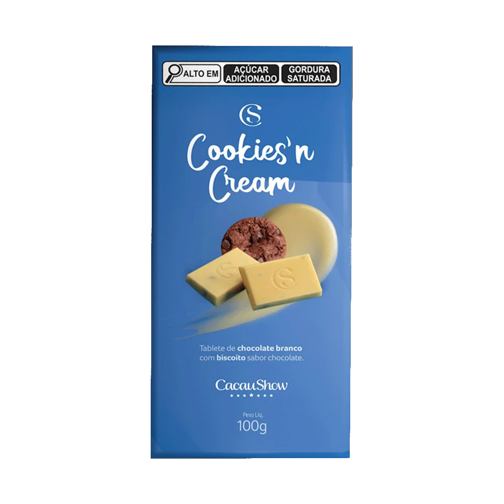 Tablete Cookies'N Cream de Chocolate Branco 100g, , large. image number 0