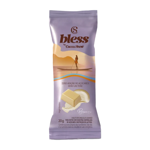 Tablete Bless Zero A&ccedil;&uacute;car e Zero Lactose de Chocolate Branco 20g