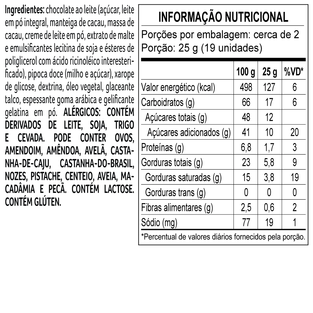 Pipoca com Cobertura de Chocolate ao Leite 50g, , large. image number 2