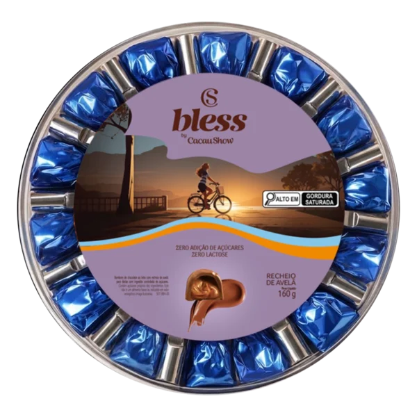 Caixa de Bombons Bless Zero A&ccedil;&uacute;car e Zero Lactose de Chocolate com Avel&atilde; 160g